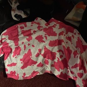 Pink cow print long sleeved crop top